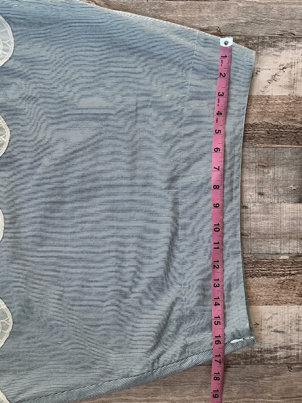 Anthropologie snak Blue White Pinstripe Cotton Skirt Lace Border SZ 6 - Picture 8 of 8